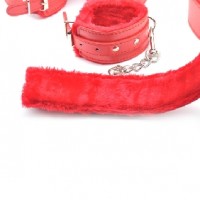 Bondage Kit 7 pieces Fur Lined Red